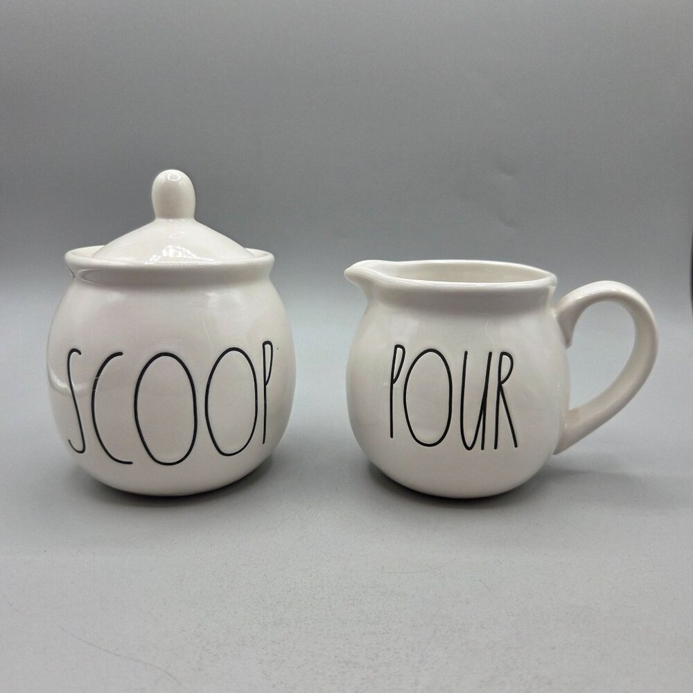 Rae Dunn Artisan Collection Covered Sugar Creamer Set SCOOP POUR